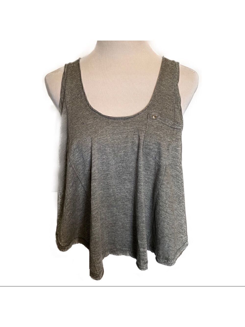 NEW Free People Gray Open Back Tank Top Sz M - Picture 1 of 4
